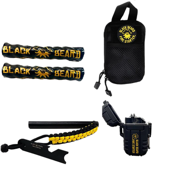 Black Beard Fire Starters SKB Ultimate Fire Kit Black Includes Ferro Rod/Plasma Arc Lighter/Organizer Case/Fire Starters/Decal                                                                          