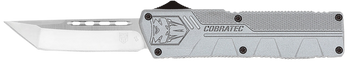 CobraTec Knives GYCTLWTNS Lightweight  3.25" OTF Tanto Plain D2 Steel Blade, 4.25" Gray Aluminum Alloy Handle                                                                                           
