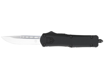 CobraTec Knives MBFS3DNS FS-3 Medium 3" OTF Drop Point Plain D2 Steel Blade, 4.50" Black Aluminum Alloy Handle