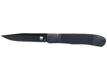 CobraTec Knives CTTHRG10BKO Trapper Small 3.13" Folding Plain 154CM SS Blade, 4.25" Black G10 Handle