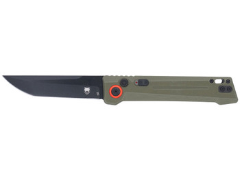 CobraTec Knives CTIFRODG Inferno 3.50" OTF Tanto Plain Black TiCN D2 Steel Blade, 4.75" OD Green Textured Handle