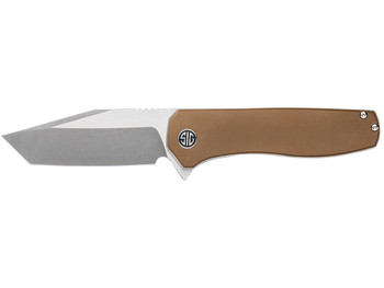 Sig Sauer Knives XI SBRN Xiphos 3.40" Folding Modified Tanto Plain Dark Acid Stonewash/Satin Nitro-V Blade, 4.20" Coyote Brown G10 Handle