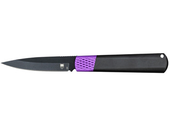 CobraTec Knives CTWOLVERINEBLK Gideon 3" Folding Plain Black Stonewashed D2 Steel Blade, 4.25" Black/Purple Aluminum Handle