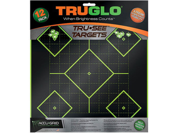 TruGlo TG14A12 Tru-See 5- Diamond Target Self-Adhesive Heavy Paper Black/Green 12"x12" 12 Pack