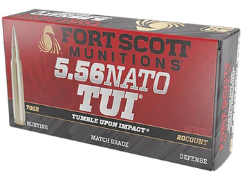 Fort Scott Munitions 556-070-SCV2 Tumble Upon Impact (TUI) 5.56mm 70gr Solid Copper Spun 20 Per Box/25 Case