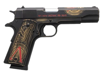 Tisas Arms 10100518AA1 1911 Spartan Full Size 45 ACP 7+1 5" Distressed Multi-Color Cerakote Serrated Slide & Carbon Steel Frame w/Beavertail, Aluminum Cerakote w/Engraving Grip