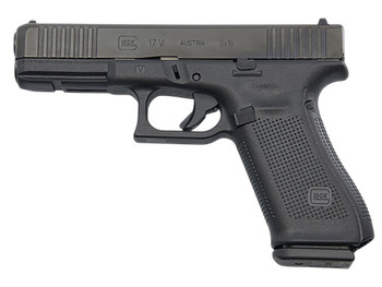 Glock PV1750201 G17 V Standard Frame 9mm Luger 10+1 4.49" Black GMB Barrel, Black nDLC Steel Serrated Slide, Black Polymer Frame w/Accessory Rail, Textured Polymer Grip, Ambidextrous