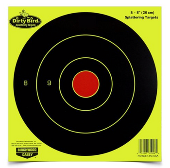 BC DIRTY BRD 8" YELLOW BULLSEYE 8PK