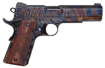 Iver Johnson Arms EAGLECC Eagle Gen2 CC Government 45 ACP 8+1 5" Polished Black PVD Crowned Barrel, Color Case Hardened Steel Serrated Slide & Steel Frame w/Beavertail, Dymondwood Engraved w/Logo Grip