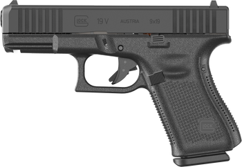 Glock PV1950203 G19 V Compact 9mm Luger 15+1 4.02" Black Barrel & Steel Serrated Slide, Black Polymer Frame w/Accessory Rail, Interchangeable Backstrap                                                 