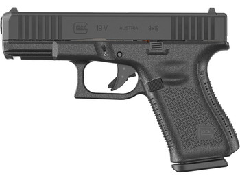 Glock PV1950203 G19 V Compact 9mm Luger 15+1 4.02" Black Barrel & Steel Serrated Slide, Black Polymer Frame w/Accessory Rail, Interchangeable Backstrap