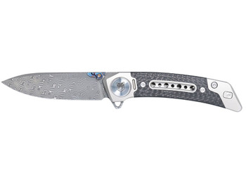 CobraTec Knives CTEMPDAMDNS Emperor 3" Folding Drop Point Plain Damascus VG-10 SS Blade, 4.25" Carbon Fiber/SS Titanium Handle
