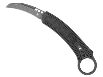 CobraTec Knives CTBKRH Karambit 2.75" Folding Plain Stonewashed D2 Steel Blade, 5.88" Black Anodized w/Finger Ring Aluminum Handle
