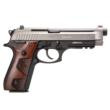 Taurus PT92 Handgun 9mm Luger 17rd Magazines (2) 5" Barrel Black Silver with Wood Grips