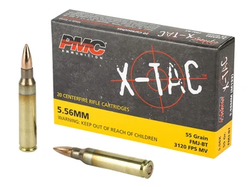 PMC 556X X-Tac 5.56x45mmNATO 55gr Full Metal Jacket Boat Tail 20 Per Box/50 Case