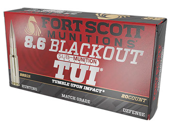 Fort Scott Munitions 86BLK285SCV2SS Tumble Upon Impact (TUI) 8.6Blackout 285gr Solid Copper Spun 20 Per Box/10 Case