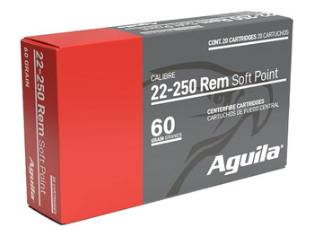 Aguila 8338AG 22-250Rem 60gr InterLock Boat Tail Soft Point 20 Per Box/10 Case