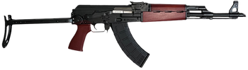Zastava Arms Usa ZR7762UFSR ZPAPM70  7.62x39mm 30+1 16.30" Black Threaded Barrel, Black 1.5mm Bulged Trunnion Receiver, Serbian Red Wood Handguard, Black Wood Underfolding Stock, Serbian Red Wood Grip
