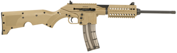 Kel-Tec SU22CATAN SU22  Full Size 22 LR 26+1 16.10" Black Threaded Barrel, Tan Picatinny Rail Polymer Receiver, Tan Synthetic w/Storage Compartment Stock                                               