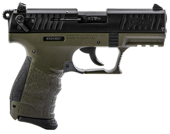 Walther Arms 5120715 P22 Q Military 22 LR 10+1 3.42" Steel/Threaded Barrel, Matte Black Tenifer Serrated/Steel Slide, OD Green Polymer Frame w/Picatinny Rail, Black Interchangeable Backstrap Grips    