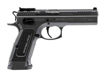 SAR USA K12STSP K12 Sport 9mm Luger 17+1 4.70" Stainless Target Crown Barrel, Stainless Steel Serrated Slide, Stainless Steel Frame w/Beavertail, Gray Polymer Grip, Right Hand                         