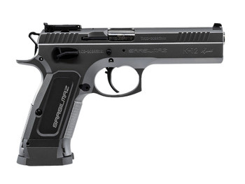SAR USA K12STSP K12 Sport 9mm Luger 17+1 4.70" Stainless Target Crown Barrel, Stainless Steel Serrated Slide, Stainless Steel Frame w/Beavertail, Gray Polymer Grip, Right Hand
