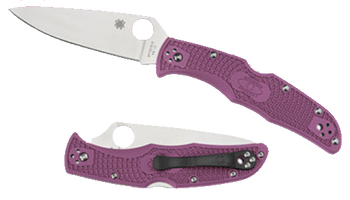 Spyderco C10FPPR Endura 4 Lightweight 3.75" Folding Clip Point Plain VG-10 SS Blade Purple Bi-Directional Texturing FRN Handle Includes Pocket Clip                                                     