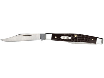Case 00083 Pen Small 2"/1.47" Folding Clip/Pen Plain As-Ground Stainless Steel Blade Brown Jigged Synthetic Handle