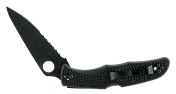 Spyderco C10PSBBK Endura 4 Lightweight 3.75" Folding Clip Point Part Serrated Black TiCN VG-10 SS Blade Black  Textured FRN Handle Includes Pocket Clip                                                 
