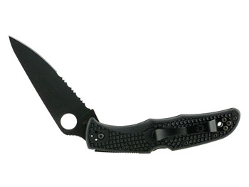 Spyderco C10PSBBK Endura 4 Lightweight 3.75" Folding Clip Point Part Serrated Black TiCN VG-10 SS Blade Black Textured FRN Handle Includes Pocket Clip