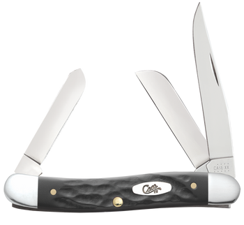 Case 18222 Stockman  Medium Folding, 2.57"/1.88"/1.71" Clip Point/Sheepsfoot/Spey Plain Mirror Polished Tru-Sharp SS Blade, Rough Black Jigged Synthetic Handle                                         
