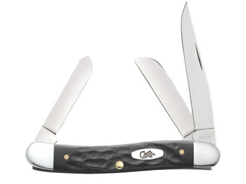 Case 18222 Stockman Medium Folding, 2.57"/1.88"/1.71" Clip Point/Sheepsfoot/Spey Plain Mirror Polished Tru-Sharp SS Blade, Rough Black Jigged Synthetic Handle