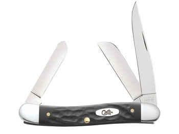 Case 18222 Stockman Medium Folding, 2.57"/1.88"/1.71" Clip Point/Sheepsfoot/Spey Plain Mirror Polished Tru-Sharp SS Blade, Rough Black Jigged Synthetic Handle