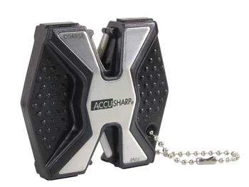 AccuSharp 017C Diamond Pro 2-Step Sharpener Hand Held Fine/Coarse Diamond, Ceramic Sharpener Black/White Aluminum