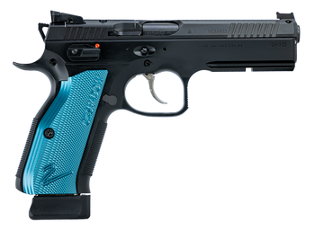 CZ-USA 91251 Shadow 2 Optics-Ready 9mm Luger 4.89" 19+1 Overall Black Finish with Inside Railed Steel with Optic Cut Slide, Blue Aluminum Grip, Non-Tilted Barrel & Picatinny Rail                      