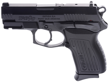 Bersa TPR9CM TPRC  Compact Frame 9mm Luger 13+1, 3.25" Black Manual Barrel, Matte Black Serrated Steel Slide & Aluminum Frame, Ambidextrous                                                             