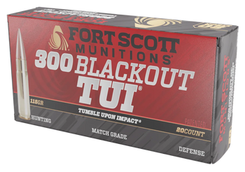 Fort Scott Munitions 300115SCV Tumble Upon Impact (TUI)  300Blackout 115gr Solid Copper Spun 20 Per Box/25 Case                                                                                         