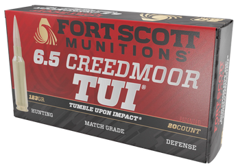 Fort Scott Munitions 65CM123SCV11 Tumble Upon Impact (TUI) Rifle 6.5Creedmoor 123gr Solid Copper Spun 20 Per Box/10 Case                                                                                