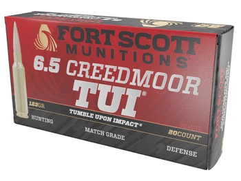 Fort Scott Munitions 65CM123SCV11 Tumble Upon Impact (TUI) Rifle 6.5Creedmoor 123gr Solid Copper Spun 20 Per Box/10 Case