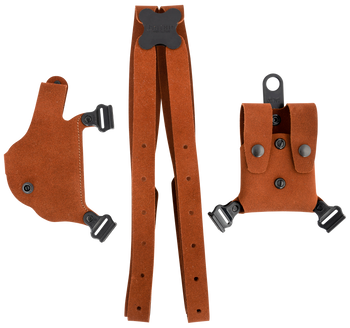 Galco CL2224 Classic Lite 2.0 Shoulder System Fits Chest Up To 56", Natural Leather, Compatible w/Glock 17/19/Glock 22 Gen2-5, Right Hand *Worn, Missing Mag Carrier                                    
