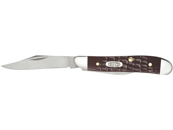 Case 00046 Peanut 2.10"/1.53" Folding Clip/Pen Plain As-Ground Tru-Sharp SS Blade/Brown Jigged Synthetic Handle