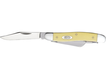 Case 00035 Stockman Medium 2.57"/1.88"/1.71" Folding Clip/Sheepsfoot/Spey Plain Tumble Polish Chrome Vanadium Steel Blade/Yellow Synthetic Handle