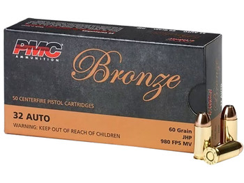 PMC 32B Bronze 32ACP 60gr Jacketed Hollow Point 50 Per Box/20 Case