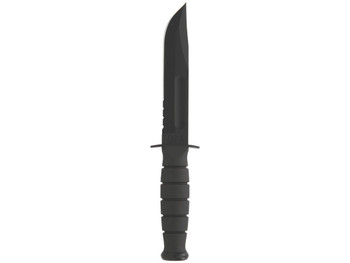 Ka-Bar 1257 Short Fight/Utility 5.25" Fixed Clip Point Part Serrated Black 1095 Cro-Van Blade, Black Kraton G Handle, Includes Sheath