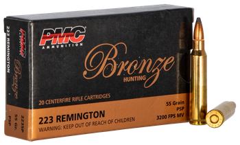 PMC 223SP Bronze  223Rem 55gr Pointed Soft Point 20 Per Box/10 Case                                                                                                                                     