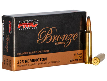 PMC 223SP Bronze 223Rem 55gr Pointed Soft Point 20 Per Box/10 Case