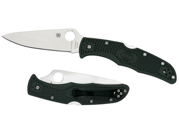Spyderco C10FPGR Endura 4 Lightweight 3.75" Folding Clip Point Plain VG-10 SS Blade Green Bi-Directional Texturing FRN Handle Includes Pocket Clip