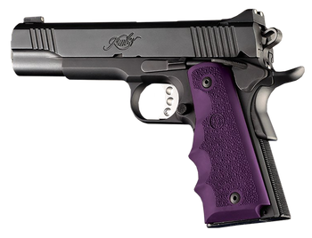 Hogue 45006 OverMolded Grip Cobblestone Purple Rubber with Finger Grooves for 1911 Government                                                                                                           