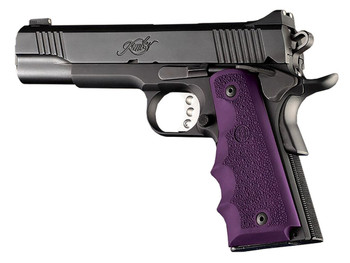 Hogue 45006 OverMolded Grip Cobblestone Purple Rubber with Finger Grooves for 1911 Government