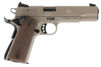 GSG GSG2210M1911T 1911  22 LR 10+1 5" Threaded Barrel, Tan Serrated Slide & Zinc Alloy w/Beavertail Frame, Double Diamond Walnut Grip                                                                   